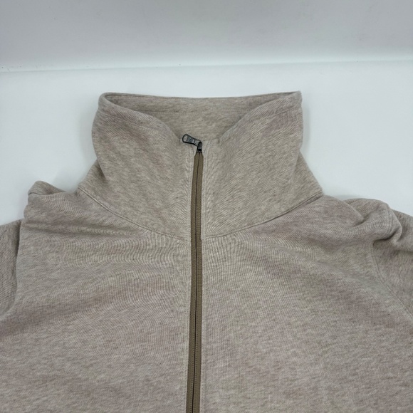 Under Armour Sweater Women Large Neutral Beige Full Zip Long Sleeve French Terry - Picture 7 of 13